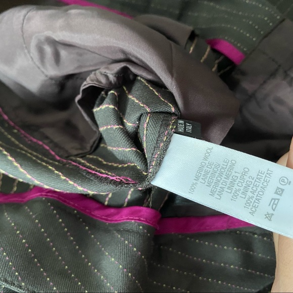 PAUL SMITH BLACK LABEL Brown Wool Striped Full Length Trousers - Picture 6 of 10